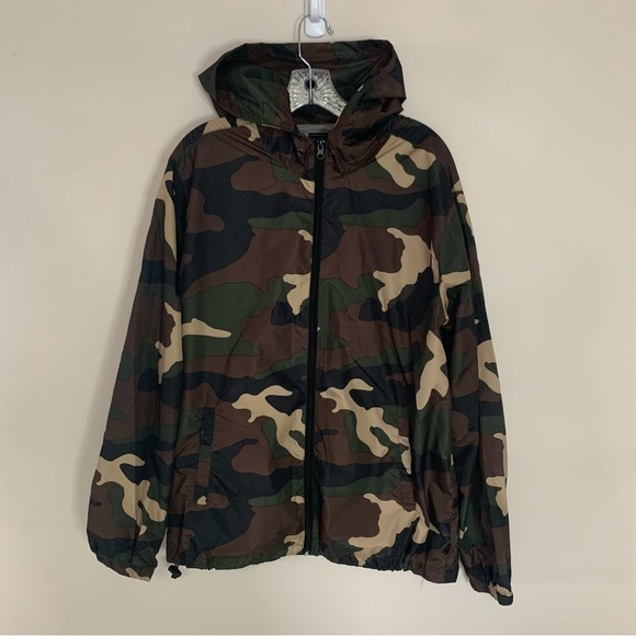 Beautiful Giant Green Brown Black Camo Windbreaker L - Picture 1 of 8
